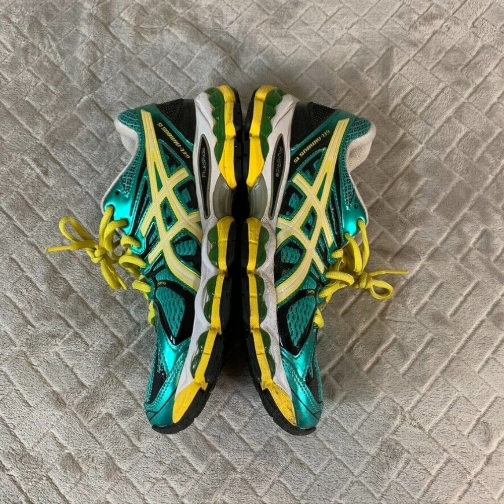 Asics Womens 8 Athletic Sneaker Shoes Teal Green Metallic Gel Nimbus Running Gym